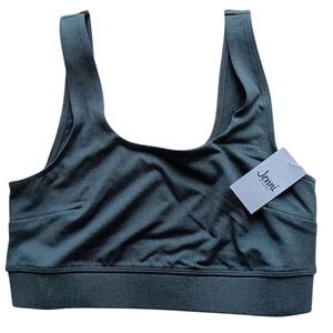 Jenni Intimates‎ Sports Bra Womens Medium Green Pullover Wireless Stretch Lined